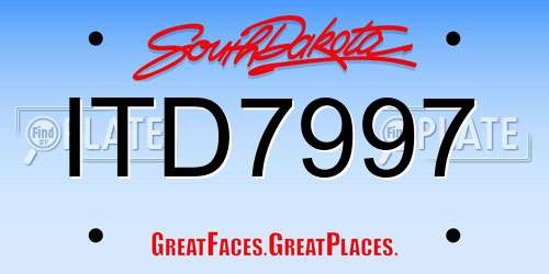 ITD7997 South Dakota License Plate