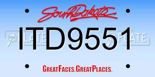 ITD9551 South Dakota License Plate