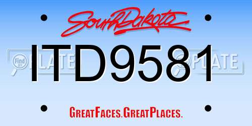 ITD9581 South Dakota License Plate