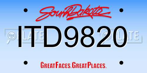 ITD9820 South Dakota License Plate