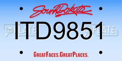 ITD9851 South Dakota License Plate