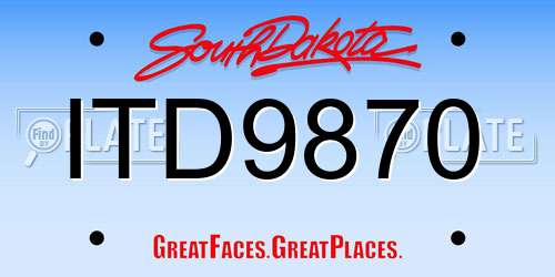 ITD9870 South Dakota License Plate