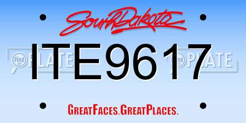 ITE9617 South Dakota License Plate
