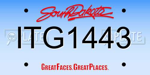 ITG1443 South Dakota License Plate