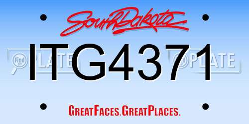 ITG4371 South Dakota License Plate