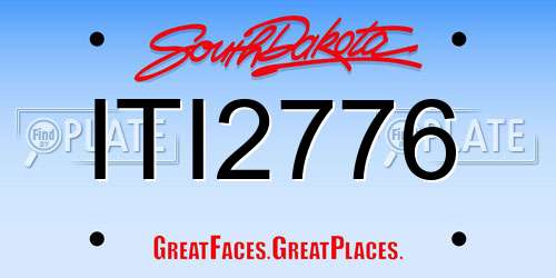 ITI2776 South Dakota License Plate