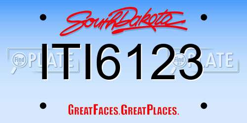 ITI6123 South Dakota License Plate