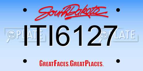 ITI6127 South Dakota License Plate