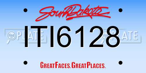 ITI6128 South Dakota License Plate