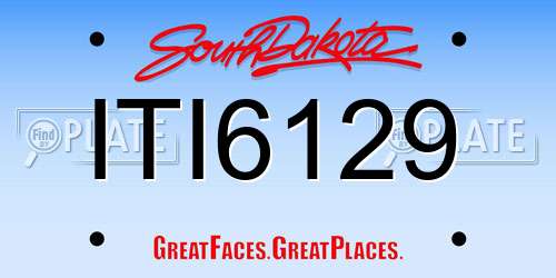ITI6129 South Dakota License Plate