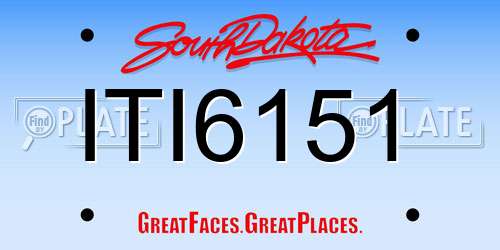 ITI6151 South Dakota License Plate