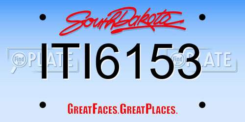 ITI6153 South Dakota License Plate
