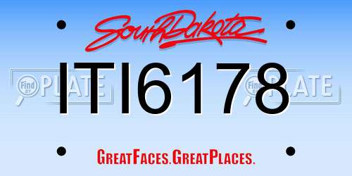 ITI6178 South Dakota License Plate