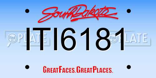 ITI6181 South Dakota License Plate