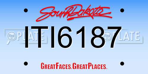 ITI6187 South Dakota License Plate