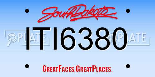 ITI6380 South Dakota License Plate