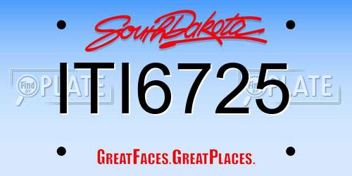 ITI6725 South Dakota License Plate