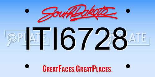 ITI6728 South Dakota License Plate