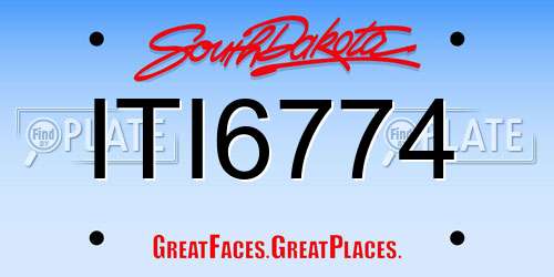 ITI6774 South Dakota License Plate