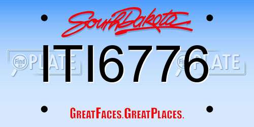 ITI6776 South Dakota License Plate