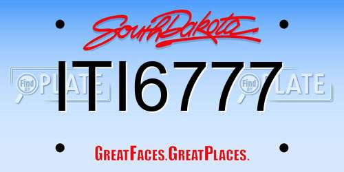 ITI6777 South Dakota License Plate