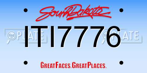 ITI7776 South Dakota License Plate