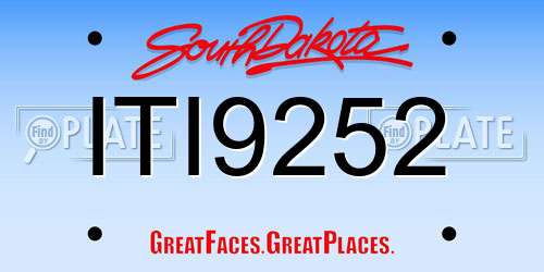 ITI9252 South Dakota License Plate