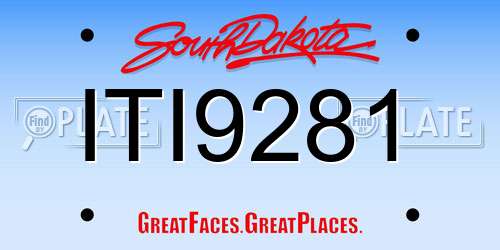 ITI9281 South Dakota License Plate