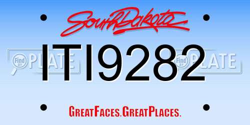ITI9282 South Dakota License Plate
