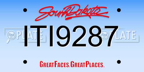 ITI9287 South Dakota License Plate