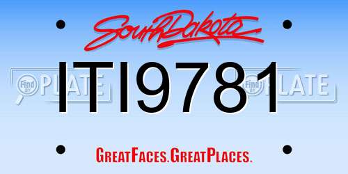 ITI9781 South Dakota License Plate