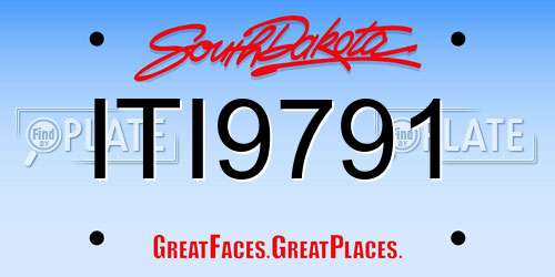 ITI9791 South Dakota License Plate