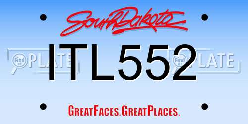 ITL552 South Dakota License Plate