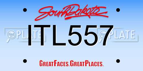 ITL557 South Dakota License Plate