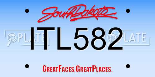 ITL582 South Dakota License Plate