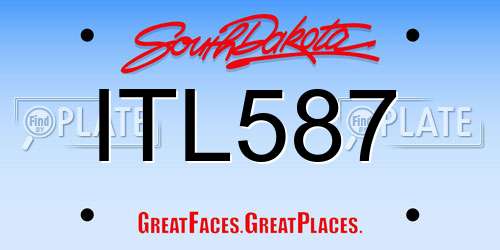 ITL587 South Dakota License Plate