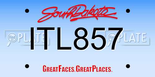 ITL857 South Dakota License Plate