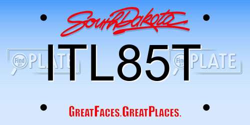 ITL85T South Dakota License Plate