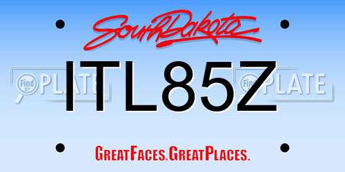 ITL85Z South Dakota License Plate
