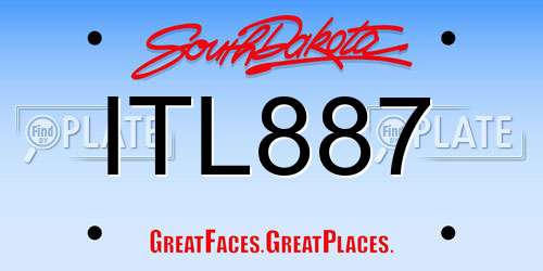 ITL887 South Dakota License Plate