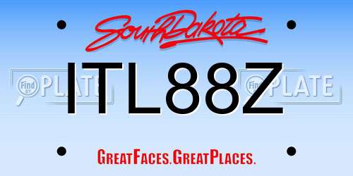 ITL88Z South Dakota License Plate