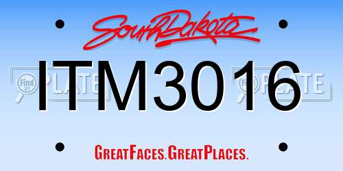 ITM3016 South Dakota License Plate