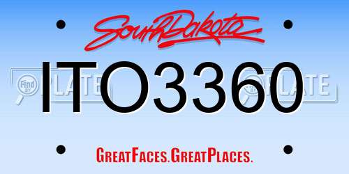 ITO3360 South Dakota License Plate