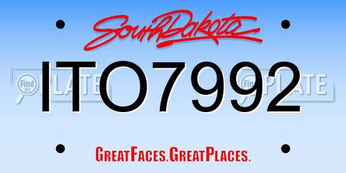 ITO7992 South Dakota License Plate
