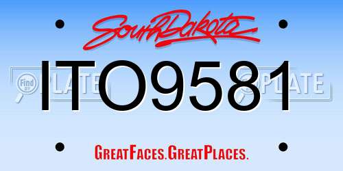 ITO9581 South Dakota License Plate