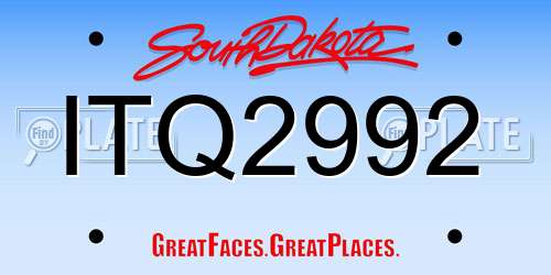 ITQ2992 South Dakota License Plate