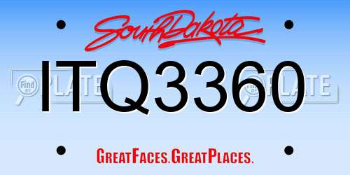 ITQ3360 South Dakota License Plate