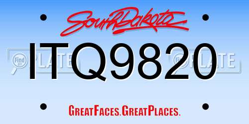 ITQ9820 South Dakota License Plate