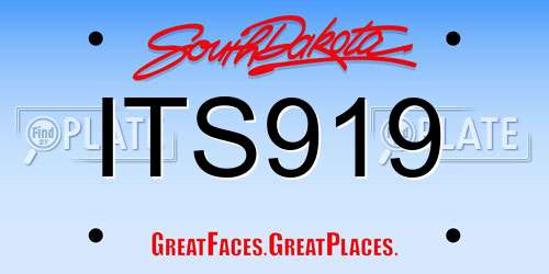 ITS919 South Dakota License Plate