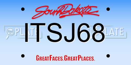 ITSJ68 South Dakota License Plate